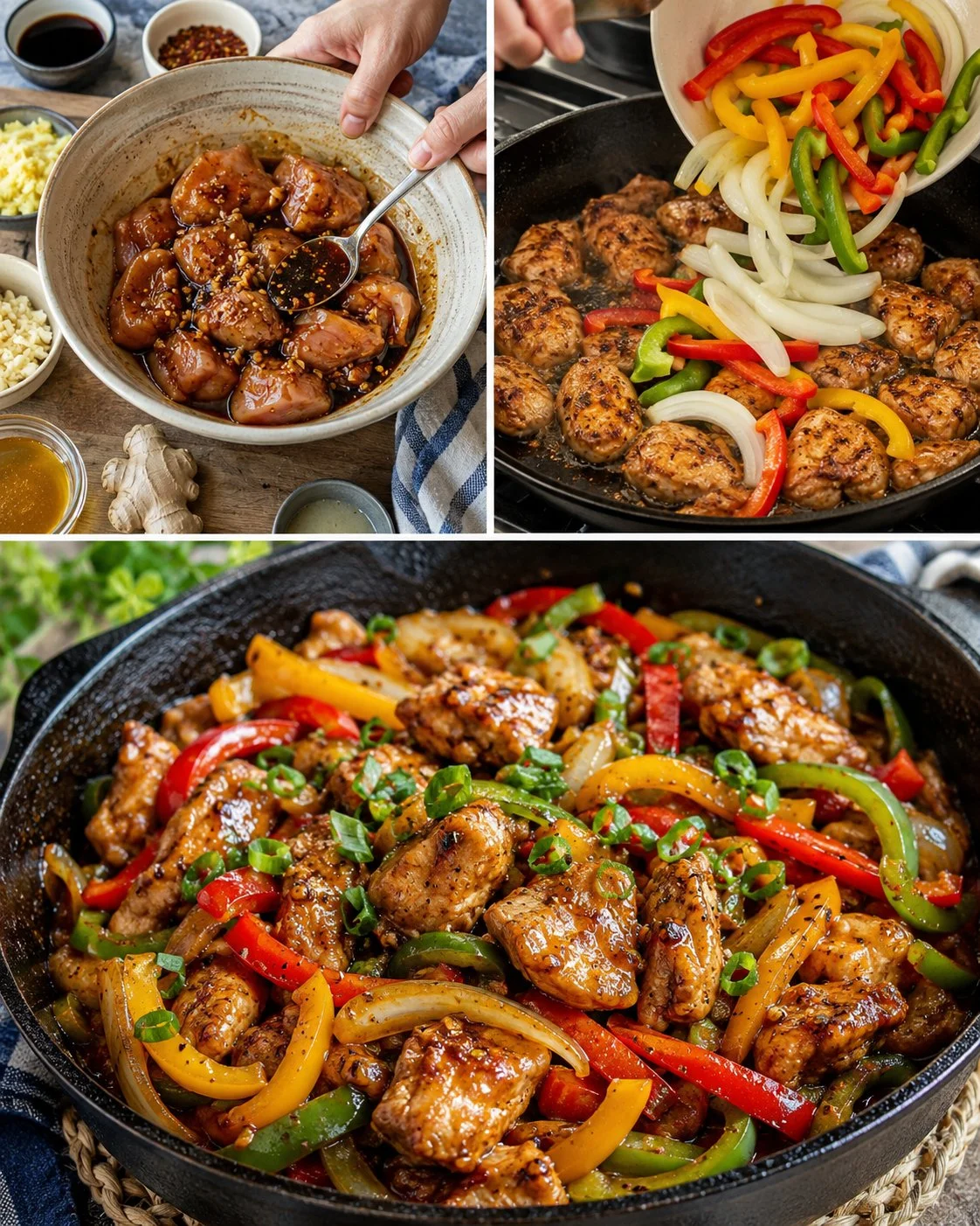 One-Pan Ginger Garlic Chicken with bell peppers dish
