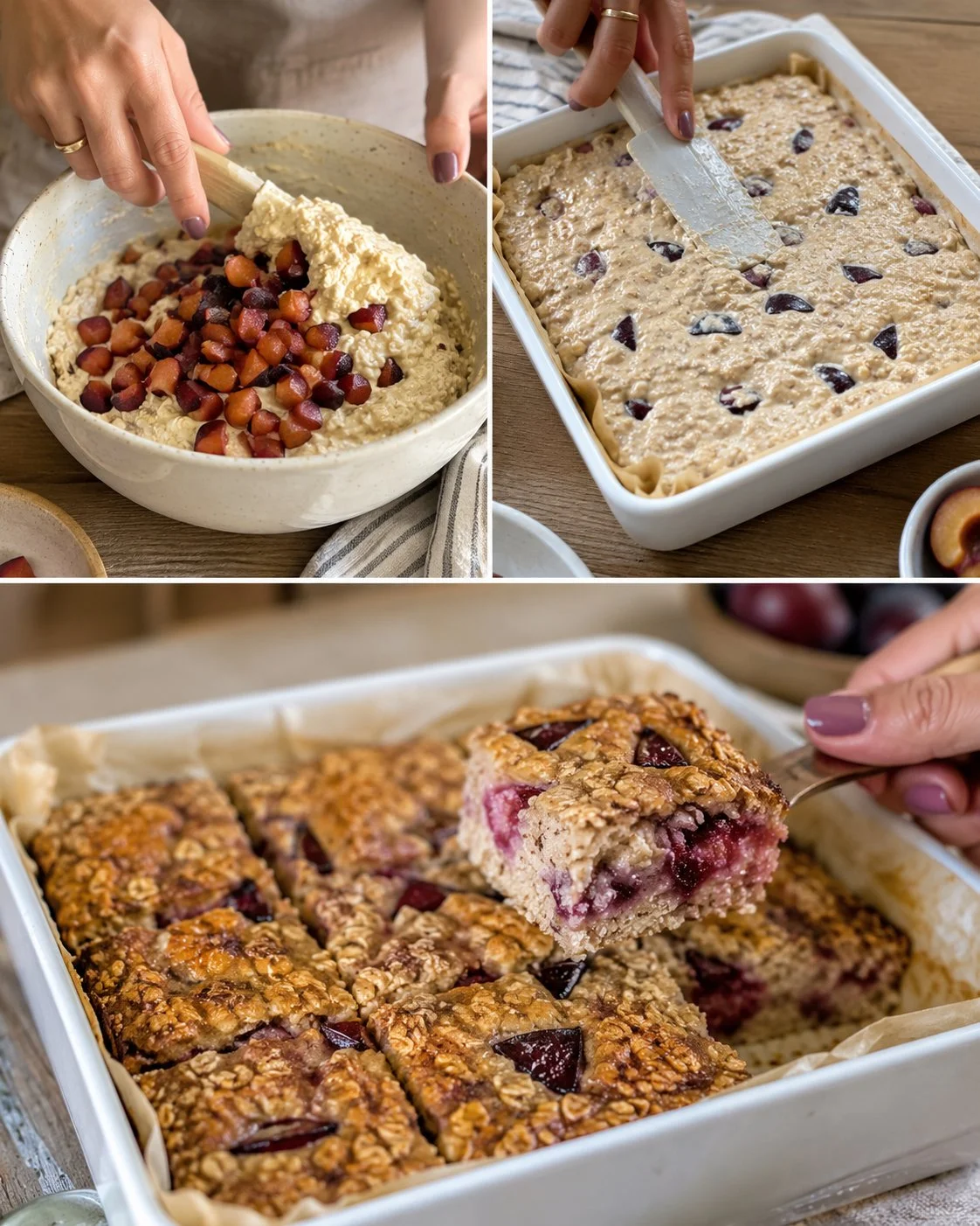 Delicious Plum Yogurt Oat Bake served in a bowl