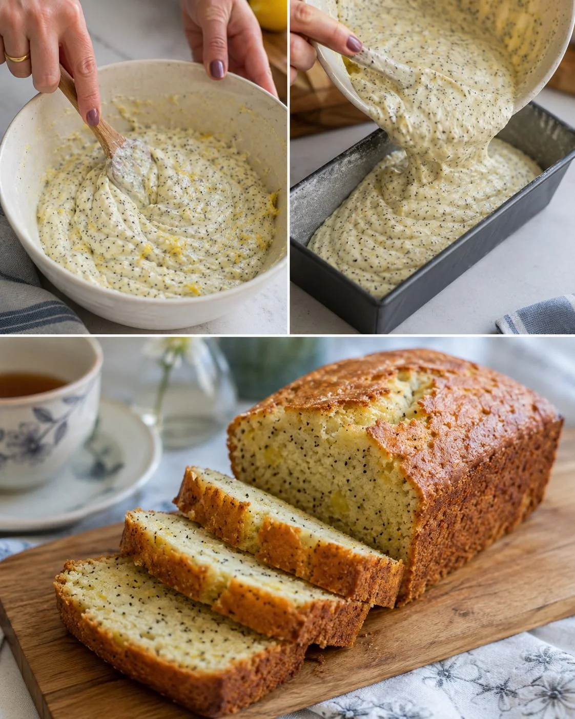 Delicious Ricotta Lemon Seed Snack Loaf freshly baked with a citrusy twist.