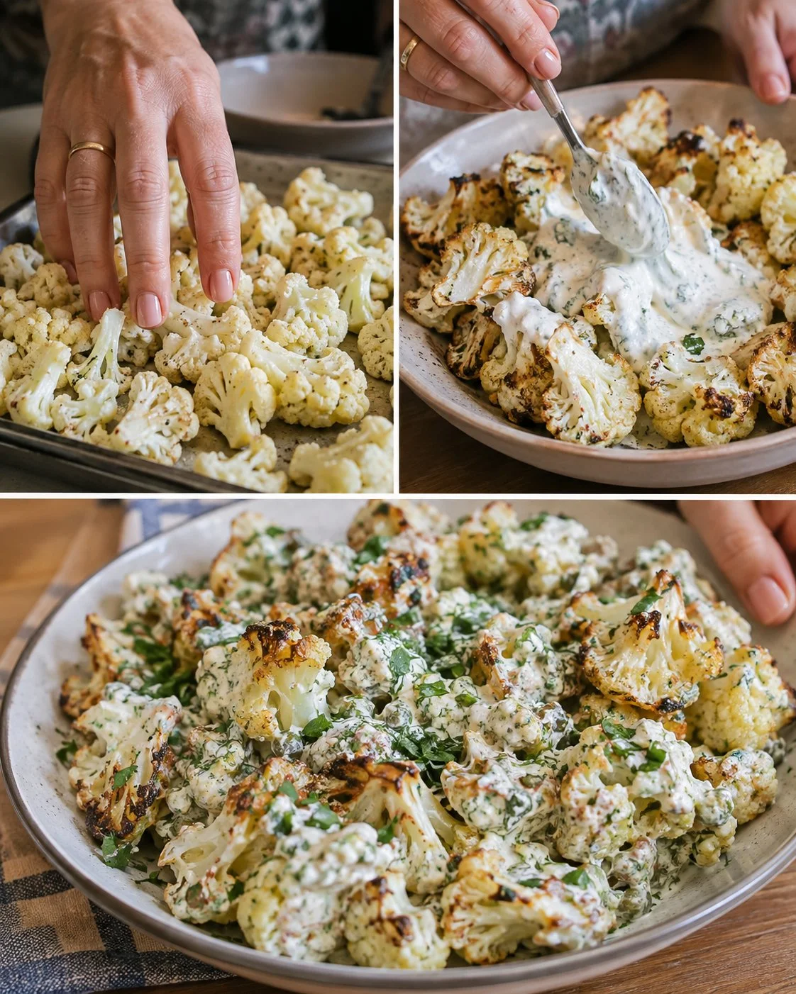 Roasted cauliflower yogurt salad with fresh herbs and spices