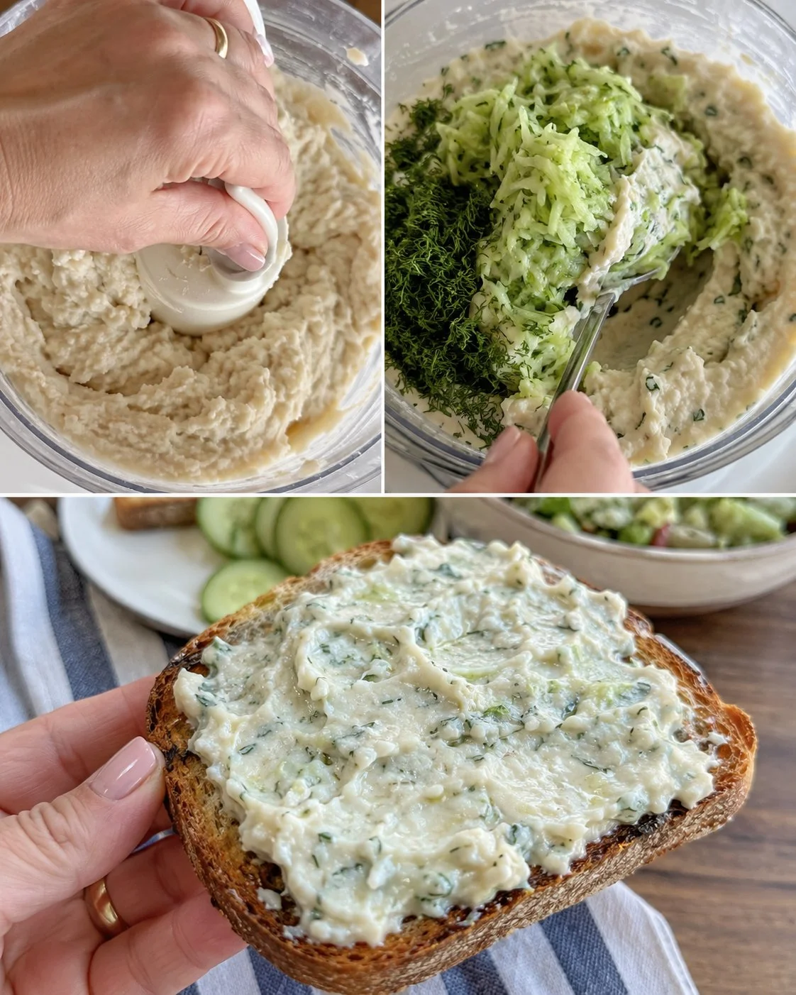 Delicious White Bean Cucumber Dill Spread served with fresh vegetables