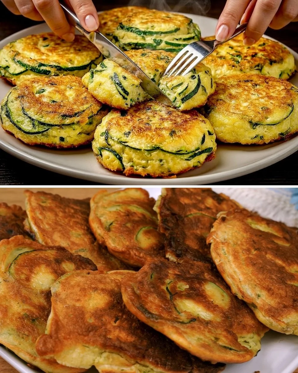 Crispy zucchini fritters served as a vibrant vegetable side dish