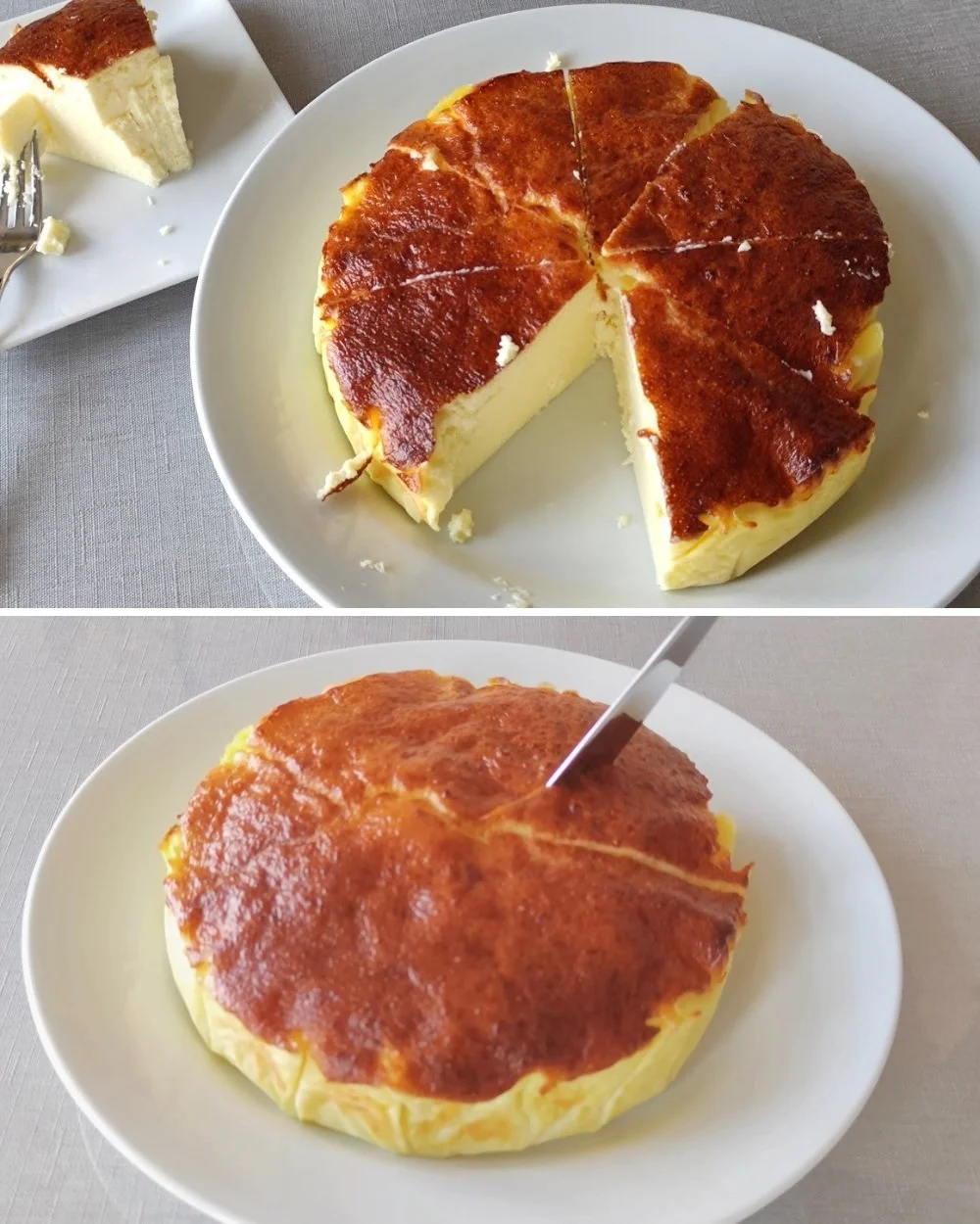 Healthy air fryer yogurt cake made with 3 ingredients on a plate.
