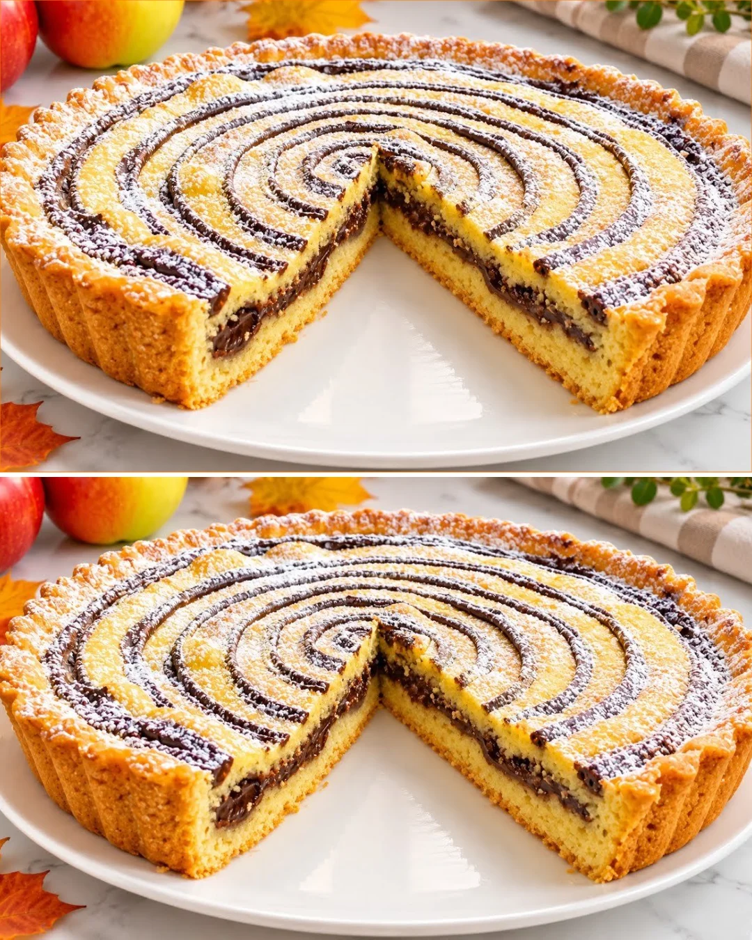 Delicious autumn tart made with seasonal fruits and spices