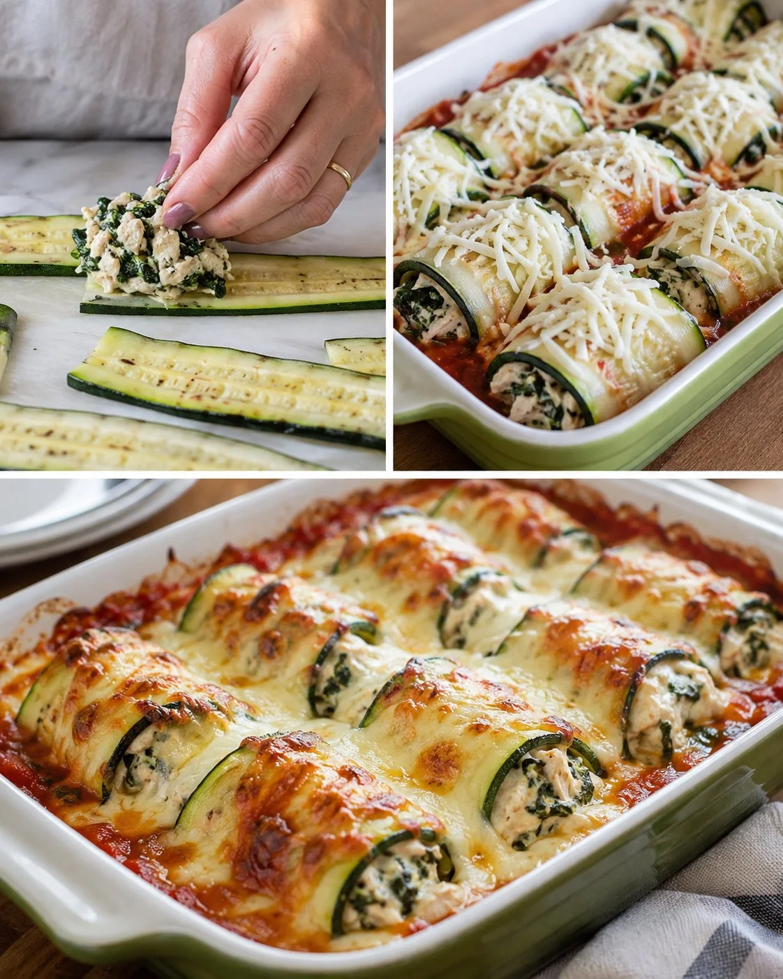 Chicken spinach zucchini rolls, healthy meal option
