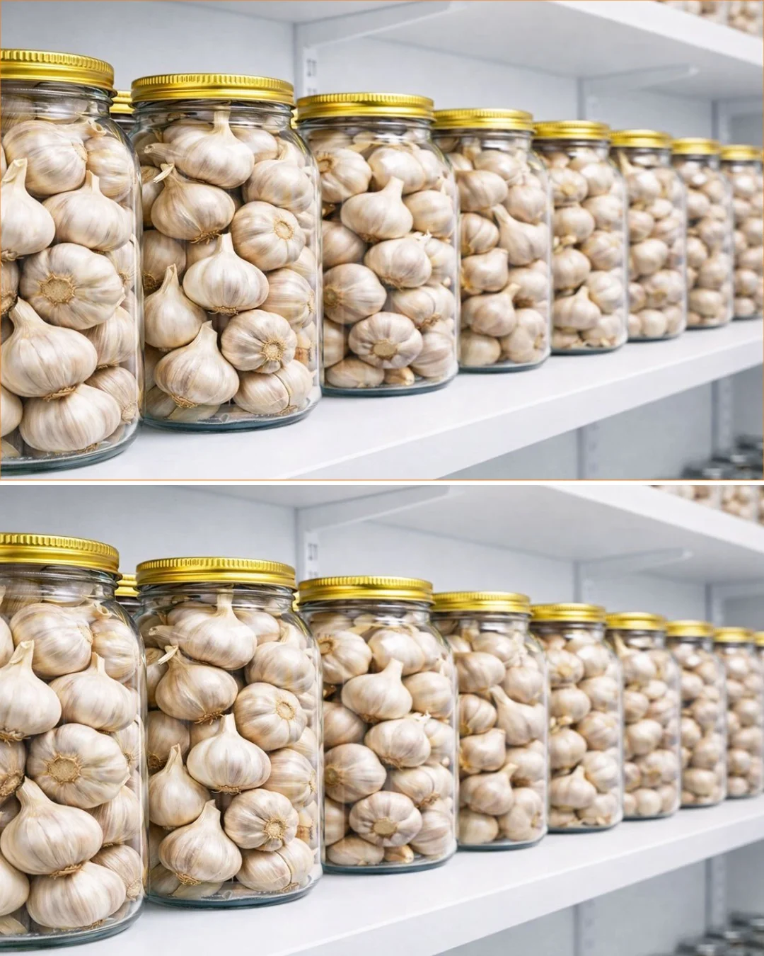 Fresh garlic bulbs stored properly for long-lasting freshness.