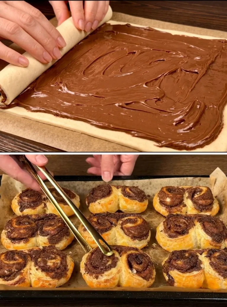 I learned this trick in a pastry shop! If you have puff pastry, just add Nutella!