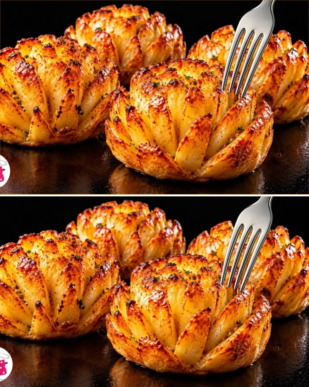 A beautifully set dinner table showcasing tasty potatoes instead of meat.