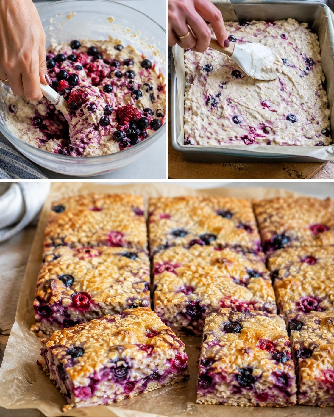 Delicious Lemon Berry Yogurt Slice with fresh berries and yogurt topping.