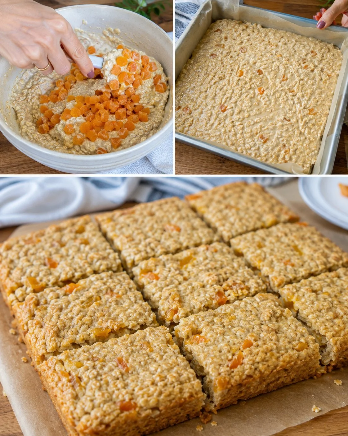 No-Sugar Apricot Yogurt Slice served on a plate with fresh apricots nearby.