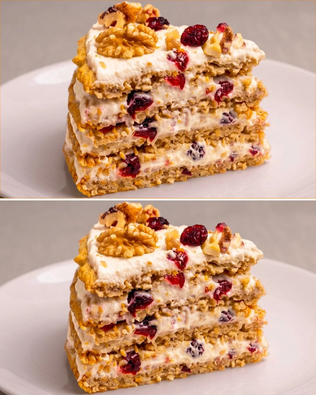 No-bake cake made with oatmeal and apples, flour-free and sugar-free dessert