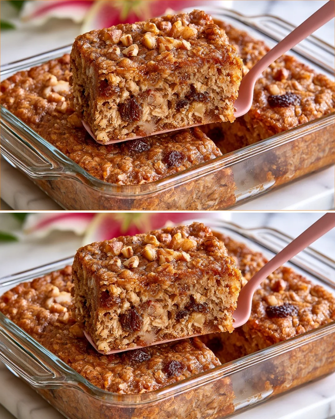 Healthy cake made with oatmeal, yogurt, and apple without flour or sugar