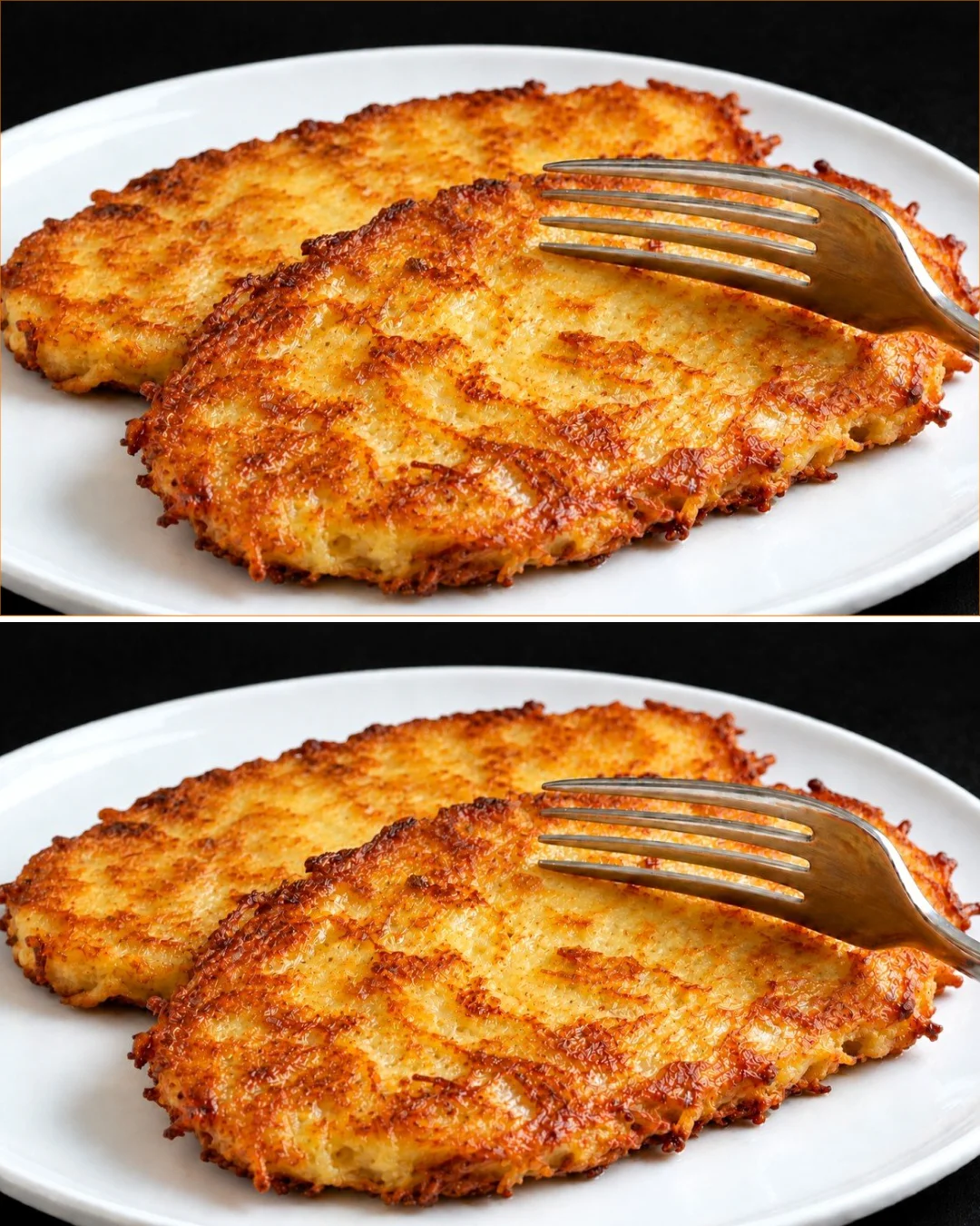Delicious potato schnitzel served with a side of salad and dipping sauce