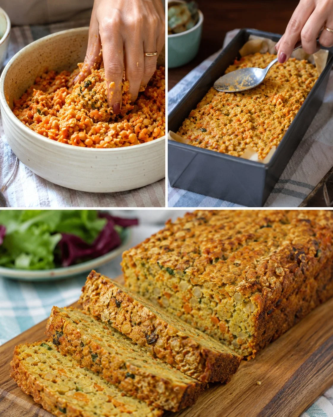 Savory carrot red lentil loaf recipe for healthy meals