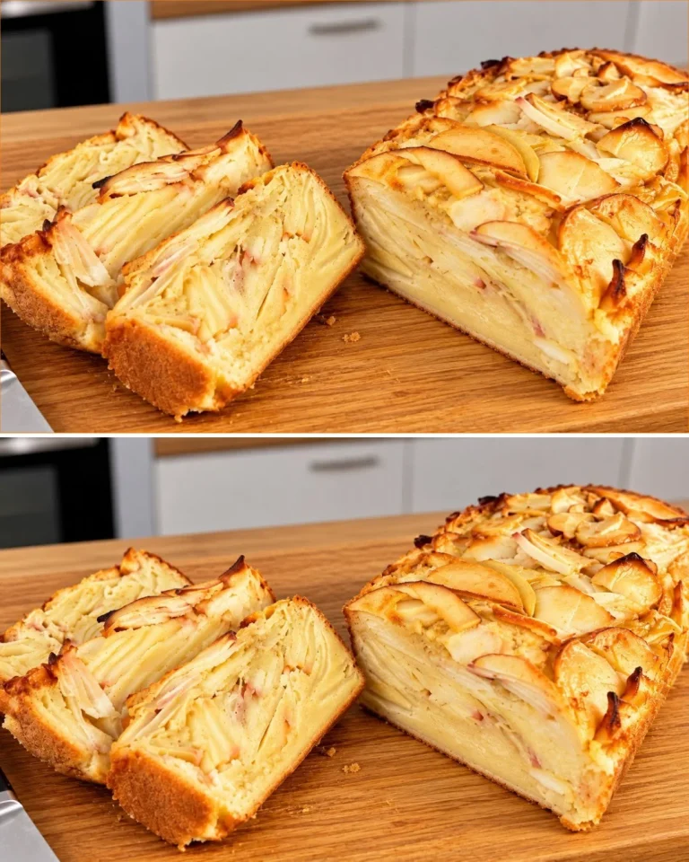 Sliced apples, poured over batter – READY in 30 minutes. Perfect with tea