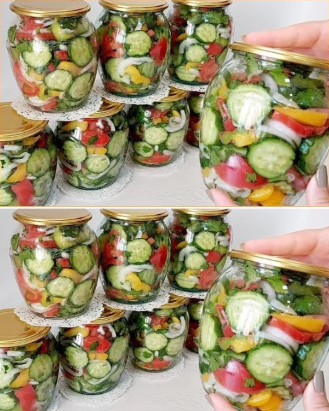 Organic pickled cucumbers in a jar without chemicals
