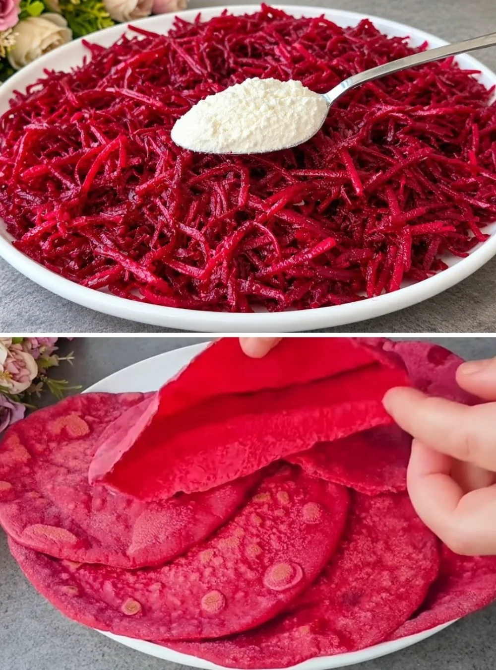 Delicious dish made with flour and beetroot ready in 5 minutes
