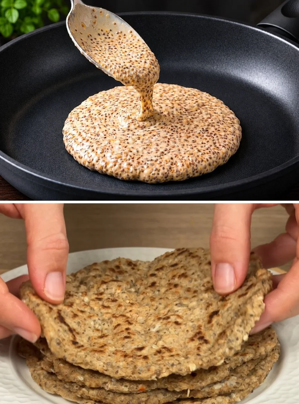Easy healthy snack made with oatmeal, chia seeds, and water