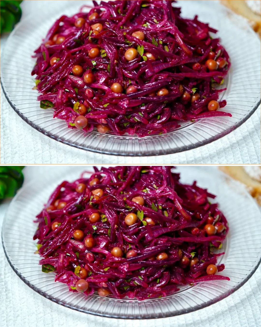 Vibrant beets and peas salad with homemade egg-free mayonnaise