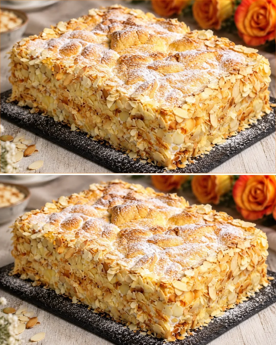 Polish vanilla choux pastry cake, airy and delicious, topped with cream.