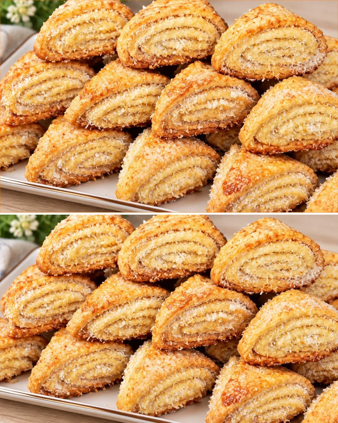 Tender coconut cookies that crumble and melt in your mouth, topped with coconut flakes